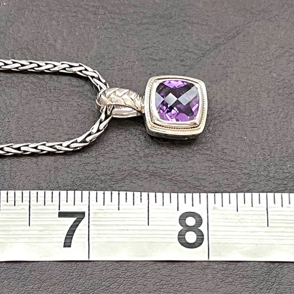 🟦SALE🟦 Effy 18k gold sterling silver checkerboard cut amethyst necklace - Picture 9 of 12